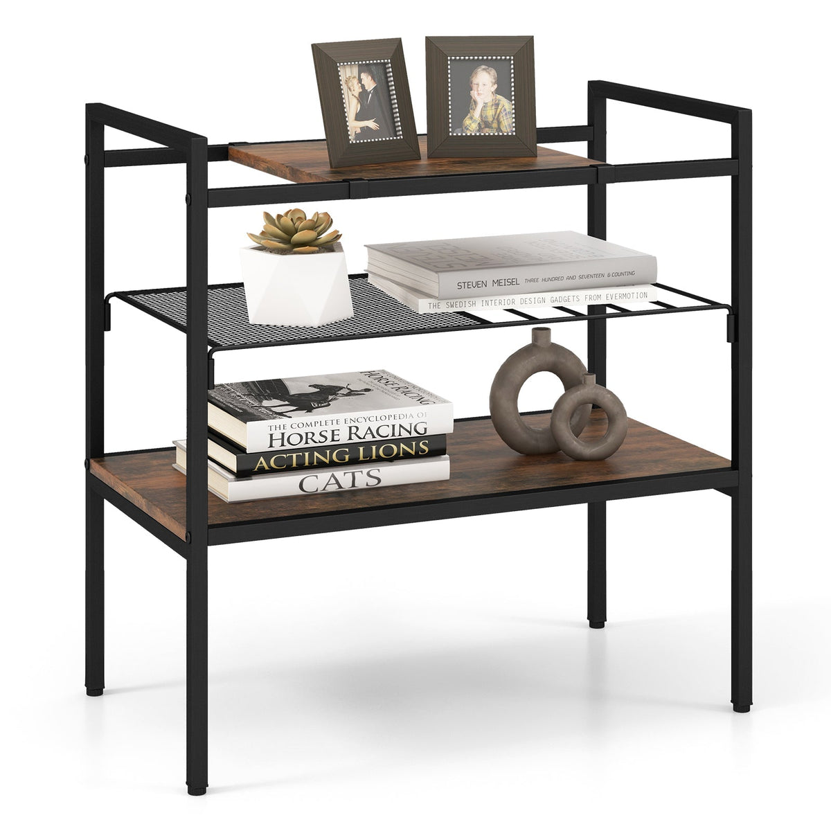 Industrial Entryway Table with Removable Panel and Mesh Shelf, photo 5 of 8