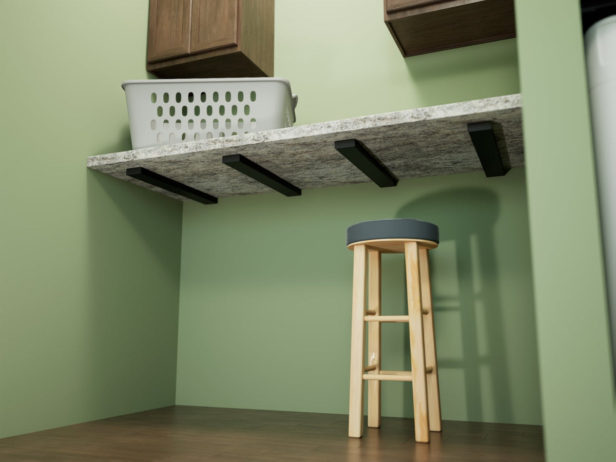 Metal Floating Shelf Brackets 1 Inch Concealed Mounting Hardware, installed in a room