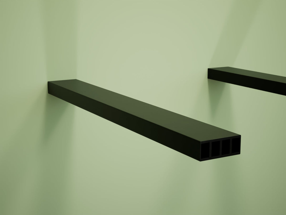Metal Floating Shelf Brackets 1 Inch Concealed Mounting Hardware, installed in a room