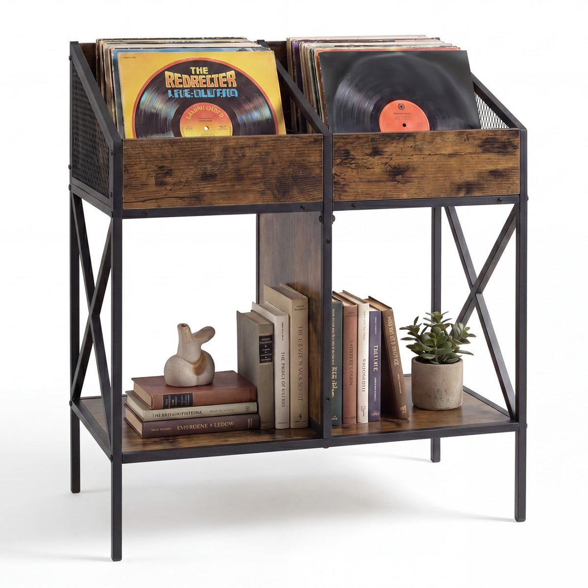 Industrial Vinyl Record Storage Rack with Metal Frame, photo 4 of 8