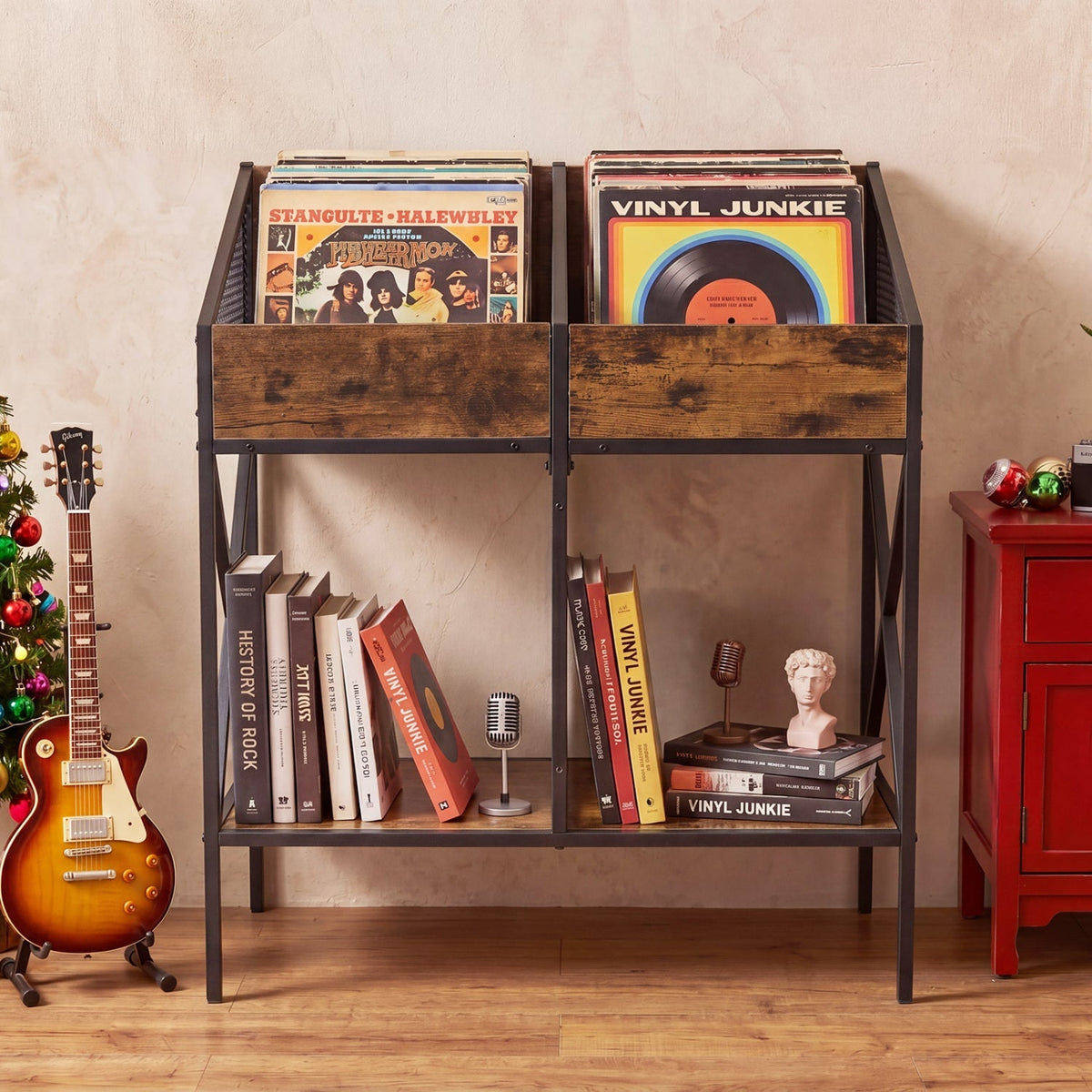 Industrial Vinyl Record Storage Rack with Metal Frame, photo 6 of 8