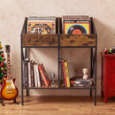 Industrial Vinyl Record Storage Rack with Metal Frame