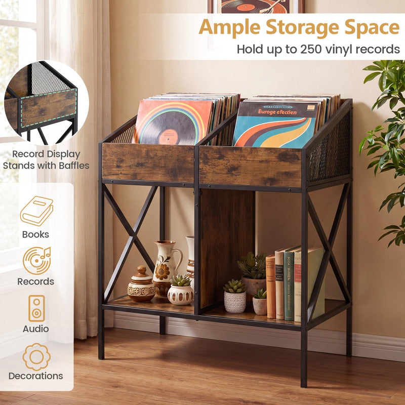Industrial Vinyl Record Storage Rack with Metal Frame, photo 8 of 8