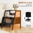 Industrial Nightstand 3-Tier End Table with 2 Open Shelves and Metal Mesh Compartment-Rustic Brown by LJGDeals