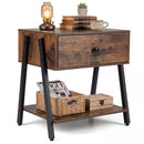 Industrial Nightstand with Drawer and Adjustable Feet by LJGDeals