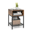 Industrial Nightstand End Side Table with Mesh Shelf by DirectDeals
