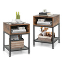 Industrial Nightstand End Side Table with Mesh Shelf by DirectDeals