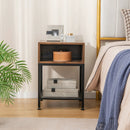 Industrial Nightstand End Side Table with Mesh Shelf by DirectDeals