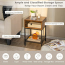 Industrial Nightstand End Side Table with Mesh Shelf by DirectDeals