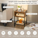 Industrial Nightstand End Side Table with Mesh Shelf by LJGDeals
