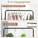 Rolling Garment Rack with Hanging Hooks and Bottom Storage Shelf