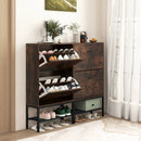 Industrial Shoe Storage Cabinet with 2 Flip Drawers and 1 Bottom Metal Shelf-Brown by LJGDeals