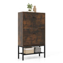 Industrial Shoe Storage Cabinet with 2 Flip Drawers and 1 Bottom Metal Shelf-Brown by LJGDeals