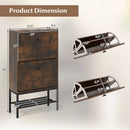 Industrial Shoe Storage Cabinet with 2 Flip Drawers and 1 Bottom Metal Shelf-Brown by DirectDeals