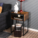 Industrial Side Table with Anti-Rust Steel Frame and Open Storage by LJGDeals