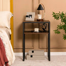 Industrial Side Table with Anti-Rust Steel Frame and Open Storage by LJGDeals
