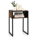 Industrial Side Table with Anti-Rust Steel Frame and Open Storage by LJGDeals