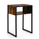 Industrial Side Table with Anti-Rust Steel Frame and Open Storage by LJGDeals