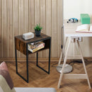 Industrial Side Table with Anti-Rust Steel Frame and Open Storage by LJGDeals