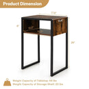 Industrial Side Table with Anti-Rust Steel Frame and Open Storage by LJGDeals