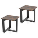 Industrial Sofa End Table with Metal Frame