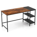 55 Inch Modern Industrial Style Study Writing Desk with 2 Storage Shelves by LJGDeals