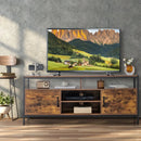 58 Inch Industrial TV Stand with Cabinets and Adjustable Shelf for TVs up to 65 Inch-Rustic Brwon by LJGDeals