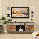 58 Inch Industrial TV Stand with Cabinets and Adjustable Shelf for TVs up to 65 Inch-Rustic Brwon by LJGDeals
