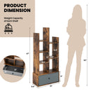 7-Tier Open-Back Bookshelf with Drawer