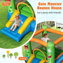 Inflatable Bounce House Monster Themed Bouncy Castle with Large Jumping Area and Slide 550W Blower Included by LJGDeals
