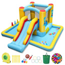Inflatable Bounce House 7-in-1 Bouncy Castle with Slide and Tunnel with 480W Blower by LJGDeals