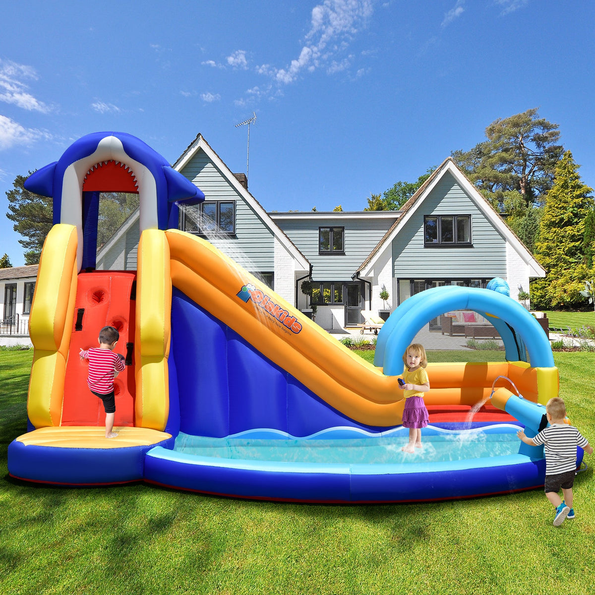 Inflatable Bouncy House with Slide and Splash Pool without Blower, photo 2 of 8
