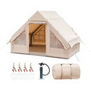 Inflatable Camping Tent 2/4/6 People Glamping Tent for Family Camping with Pump-Beige by LJGDeals