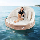 Inflatable Canopy Island Tanning Pool Lounger Float with Retractable Canopy by LJGDeals