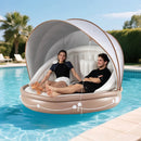 Inflatable Canopy Island Tanning Pool Lounger Float with Retractable Canopy by LJGDeals