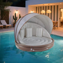 Inflatable Canopy Island Tanning Pool Lounger Float with Retractable Canopy by LJGDeals