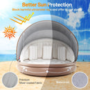 Inflatable Canopy Island Tanning Pool Lounger Float with Retractable Canopy by LJGDeals