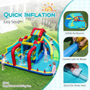 Inflatable Double Water Slide Park with Obstacle Course and 735W Blower by LJGDeals