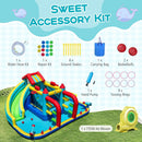 Inflatable Double Water Slide Park with Obstacle Course and 735W Blower by LJGDeals