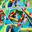 Inflatable Double Water Slide Park with 750W Blower and Obstacle Course by LJGDeals