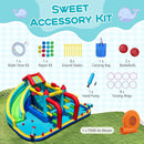 Inflatable Double Water Slide Park with 750W Blower and Obstacle Course by LJGDeals