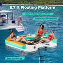 8.7 Feet Inflatable Floating Dock with Detachable Ladder and Mesh Swim Lounge by LJGDeals