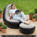 Inflatable Lounge Sofa with Ottoman Portable Air Sofa for Adults with Flocked Surface-Grey by LJGDeals