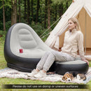 Inflatable Lounge Sofa with Ottoman Portable Air Sofa for Adults with Flocked Surface-Grey by LJGDeals