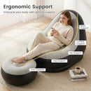 Inflatable Lounge Sofa with Ottoman Portable Air Sofa for Adults with Flocked Surface-Grey by LJGDeals