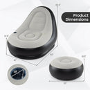 Inflatable Lounge Sofa with Ottoman Portable Air Sofa for Adults with Flocked Surface-Grey by LJGDeals