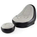 Inflatable Lounge Sofa with Ottoman Portable Air Sofa for Adults with Flocked Surface-Grey by LJGDeals