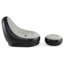Inflatable Lounge Sofa with Ottoman Portable Air Sofa for Adults with Flocked Surface-Grey by LJGDeals