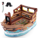 Inflatable Pirate Ship Playhouse with Built-in Motor and Inflatable Toy Sword-Brown by LJGDeals