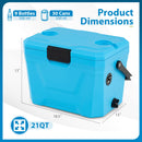 Insulated Portable Cooler Hard Shell Ice Chest with 2 Cup Holders by LJGDeals